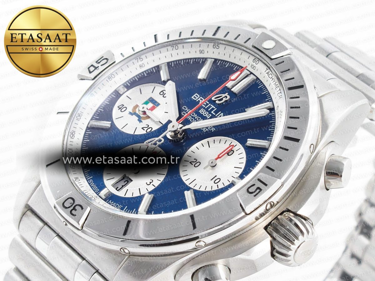 Breitling Chronomat B01 Italy 42mm SS BLSF 1:1 Best Edition Blue Dial on SS Bracelet A7750 - Görsel 7