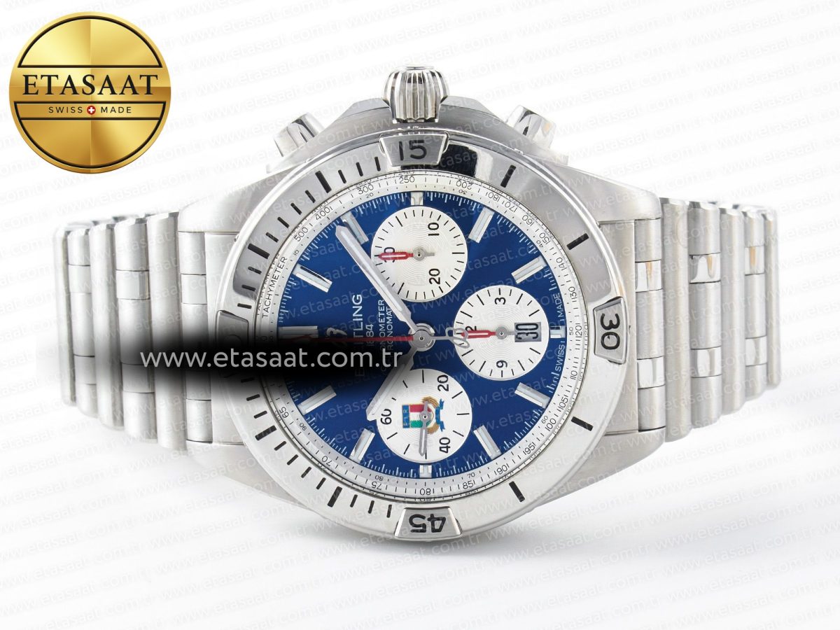Breitling Chronomat B01 Italy 42mm SS BLSF 1:1 Best Edition Blue Dial on SS Bracelet A7750 - Görsel 8
