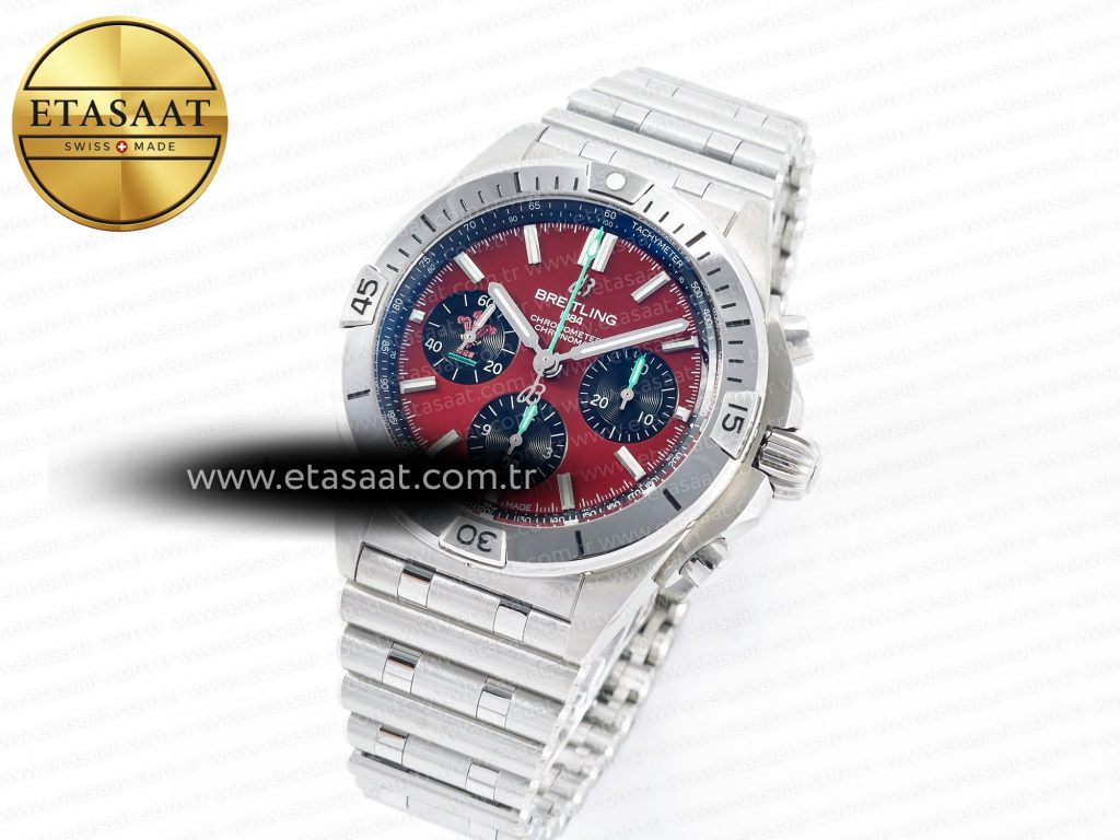 chronomat b01 wales 42mm ss blsf 11 best edition red dial on ss bracelet a77502