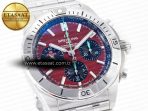 Breitling Chronomat Red Dial on SS Bracelet A7750 - Görsel 5