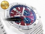 Breitling Chronomat Red Dial on SS Bracelet A7750 - Görsel 6