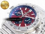 Breitling Chronomat Red Dial on SS Bracelet A7750 - Görsel 7