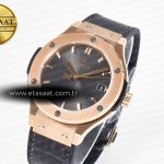 Hublot Classic Fusion 38mm RG JJF 1:1 Best Edition Gray Dial on Black Gummy Leather Strap