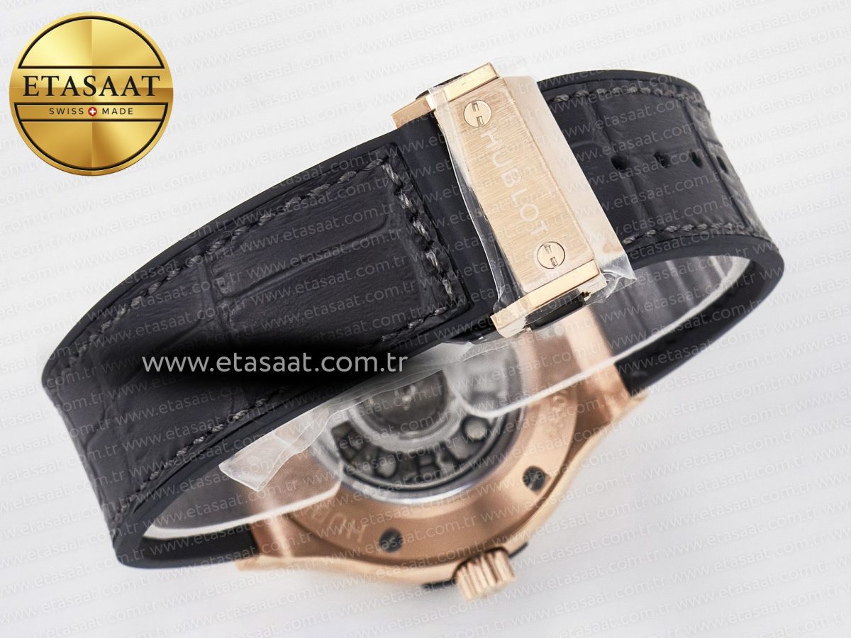 Hublot Classic Fusion 38mm RG JJF 1:1 Best Edition Gray Dial on Black Gummy Leather Strap - Görsel 16