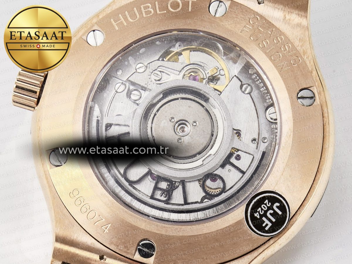 Hublot Classic Fusion 38mm RG JJF 1:1 Best Edition Gray Dial on Black Gummy Leather Strap - Görsel 19
