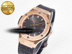 Hublot Classic Fusion 38mm RG JJF 1:1 Best Edition Gray Dial on Black Gummy Leather Strap - Görsel 2