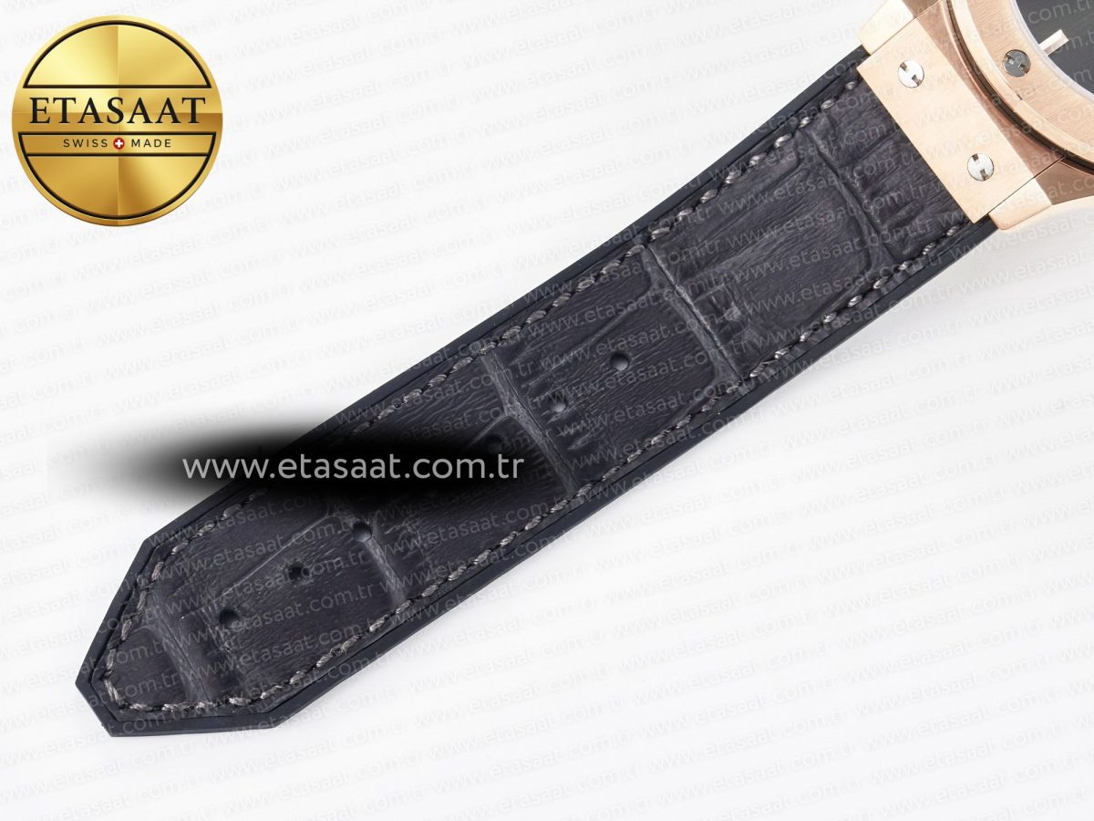 Hublot Classic Fusion 38mm RG JJF 1:1 Best Edition Gray Dial on Black Gummy Leather Strap - Görsel 21