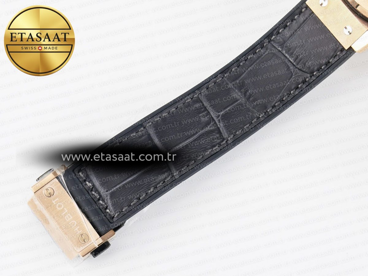 Hublot Classic Fusion 38mm RG JJF 1:1 Best Edition Gray Dial on Black Gummy Leather Strap - Görsel 22