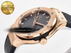 Hublot Classic Fusion 38mm RG JJF 1:1 Best Edition Gray Dial on Black Gummy Leather Strap - Görsel 6