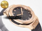 Hublot Classic Fusion 38mm RG JJF 1:1 Best Edition Gray Dial on Black Gummy Leather Strap - Görsel 7