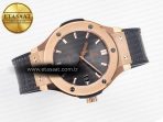 Hublot Classic Fusion 38mm RG JJF 1:1 Best Edition Gray Dial on Black Gummy Leather Strap - Görsel 8