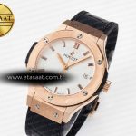 Hublot Classic Fusion 38mm RG JJF 1:1 Best Edition White Dial on Black Gummy Leather Strap