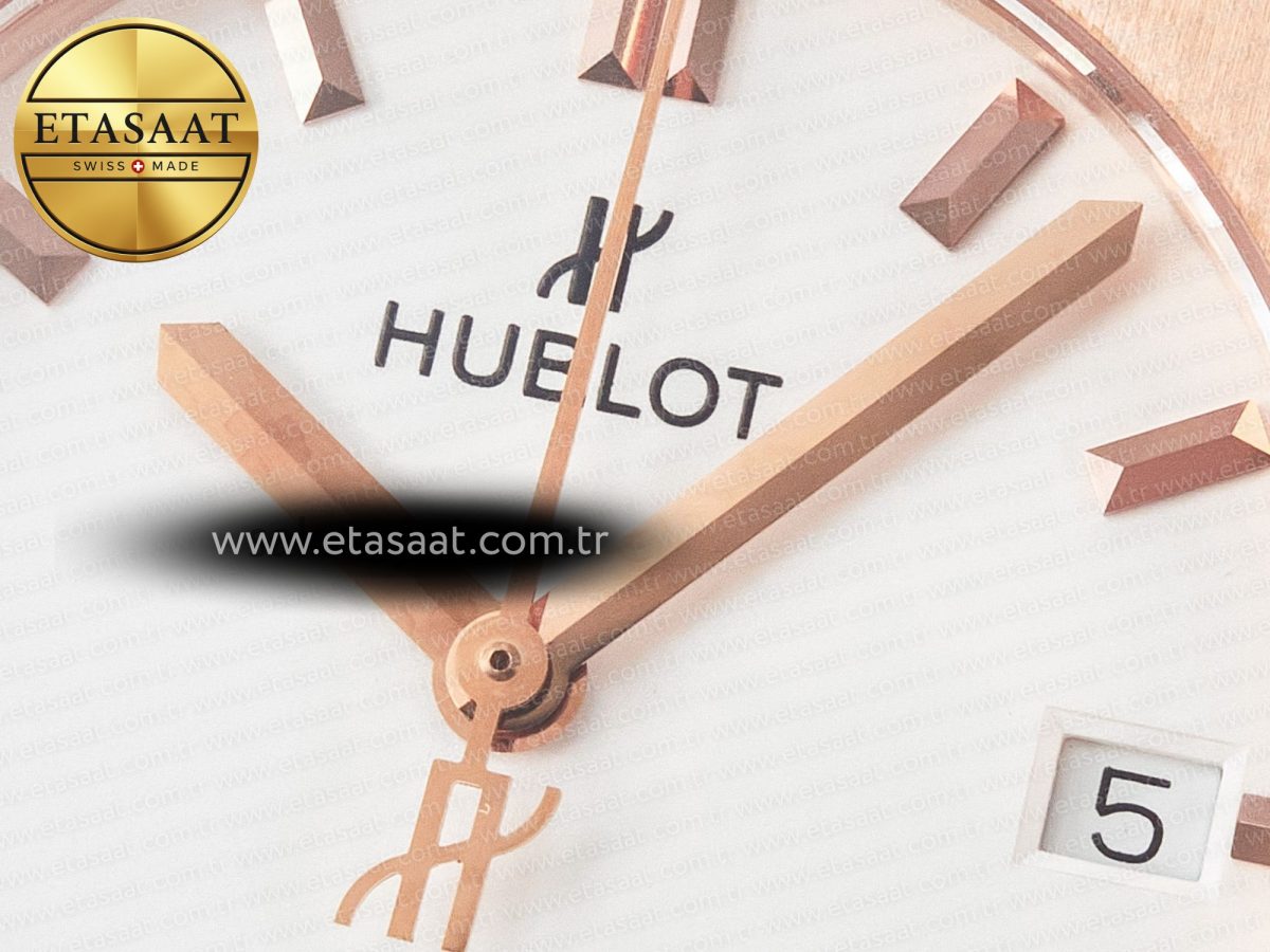 Hublot Classic Fusion 38mm RG JJF 1:1 Best Edition White Dial on Black Gummy Leather Strap - Görsel 11