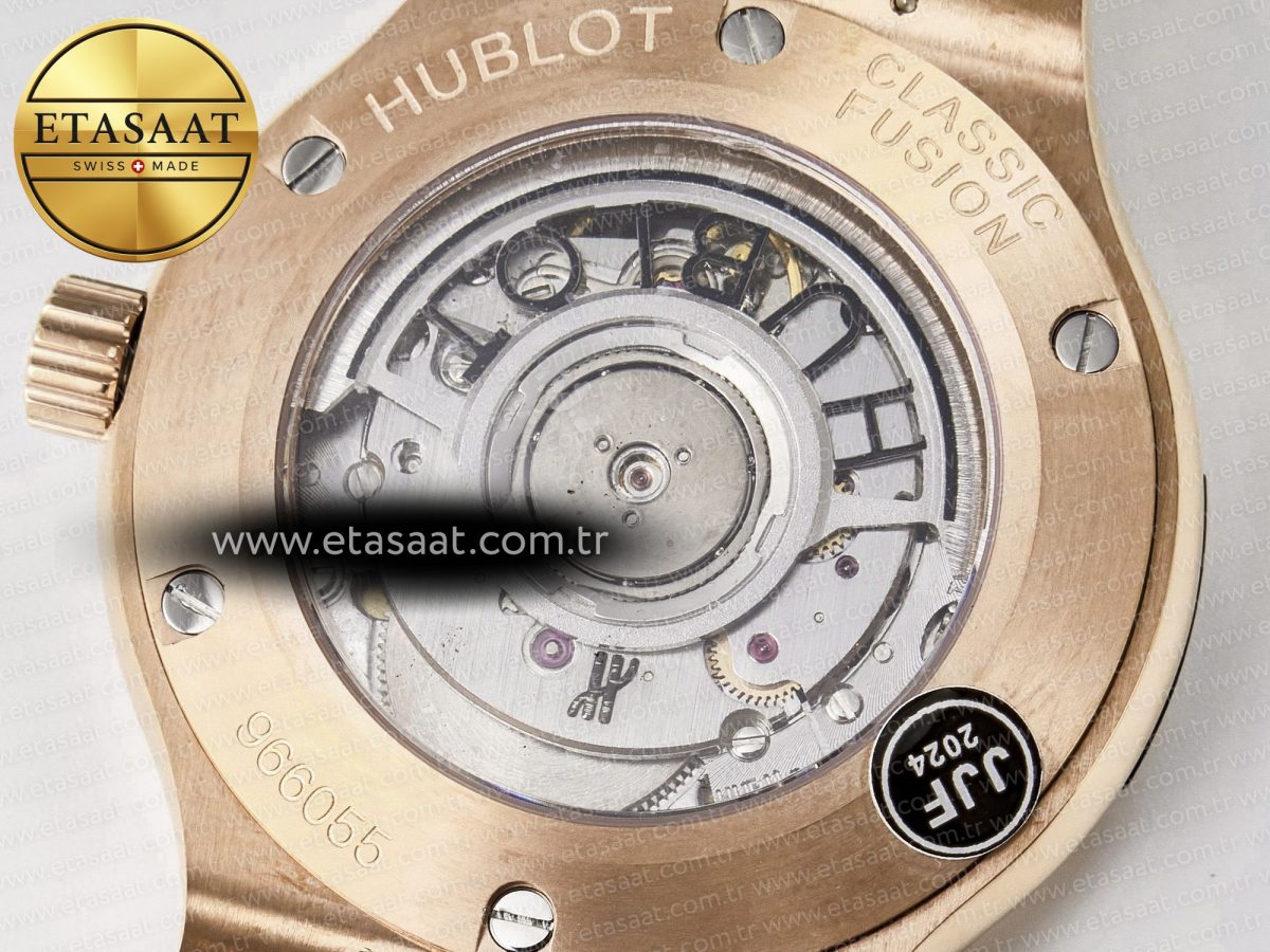 Hublot Classic Fusion 38mm RG JJF 1:1 Best Edition White Dial on Black Gummy Leather Strap - Görsel 19