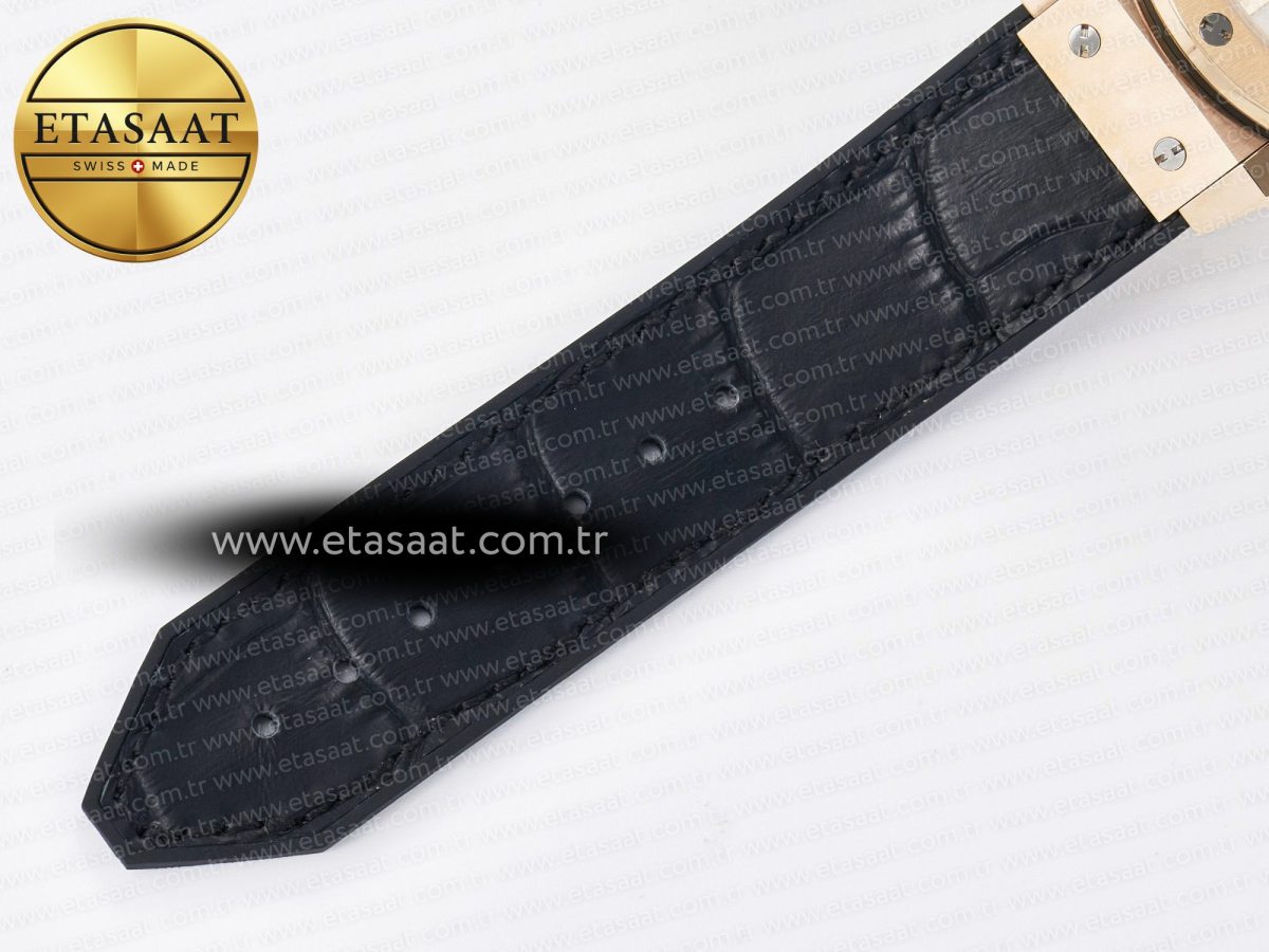 Hublot Classic Fusion 38mm RG JJF 1:1 Best Edition White Dial on Black Gummy Leather Strap - Görsel 21
