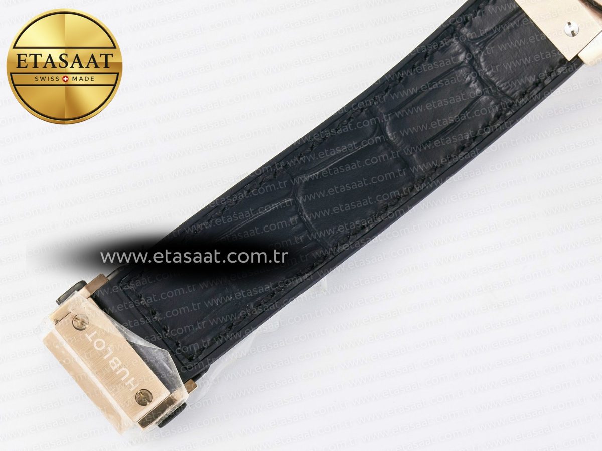 Hublot Classic Fusion 38mm RG JJF 1:1 Best Edition White Dial on Black Gummy Leather Strap - Görsel 22