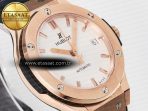 Hublot Classic Fusion 38mm RG JJF 1:1 Best Edition White Dial on Black Gummy Leather Strap - Görsel 5