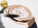Hublot Classic Fusion 38mm RG JJF 1:1 Best Edition White Dial on Black Gummy Leather Strap - Görsel 7