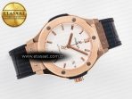 Hublot Classic Fusion 38mm RG JJF 1:1 Best Edition White Dial on Black Gummy Leather Strap - Görsel 8
