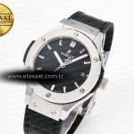 Hublot Classic Fusion 38mm SS JJF 1:1 Best Edition Black Dial on Black Gummy Leather Strap