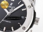 Hublot Classic Fusion 38mm SS JJF 1:1 Best Edition Black Dial on Black Gummy Leather Strap - Görsel 12