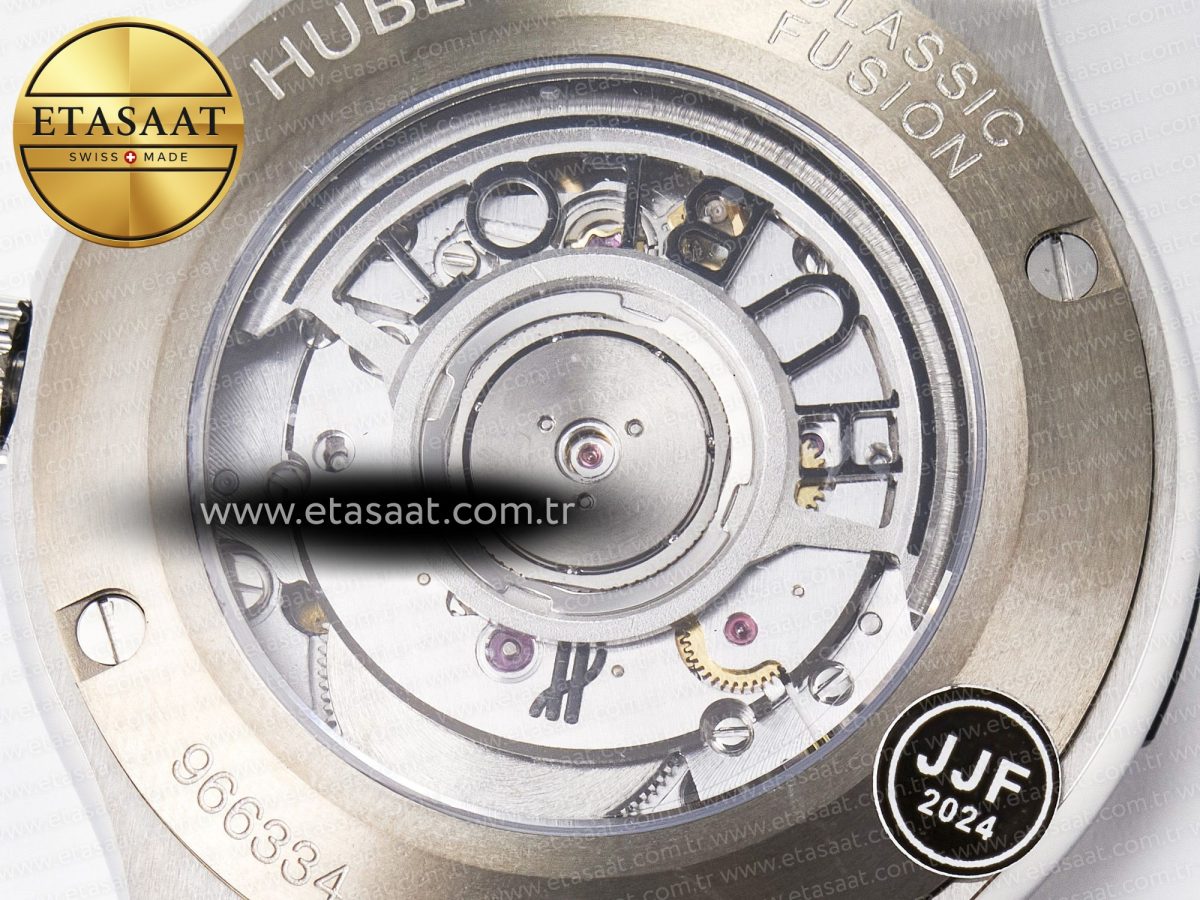 Hublot Classic Fusion 38mm SS JJF 1:1 Best Edition Black Dial on Black Gummy Leather Strap - Görsel 19
