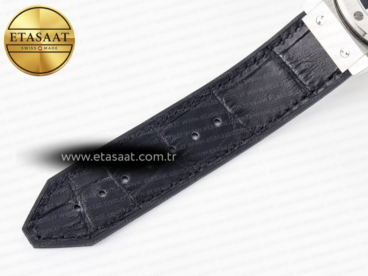 Hublot Classic Fusion 38mm SS JJF 1:1 Best Edition Black Dial on Black Gummy Leather Strap - Görsel 21