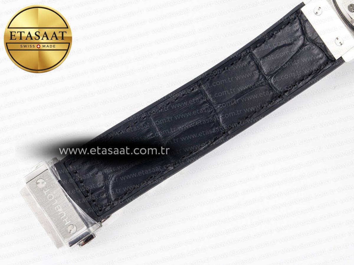 Hublot Classic Fusion 38mm SS JJF 1:1 Best Edition Black Dial on Black Gummy Leather Strap - Görsel 22