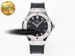 Hublot Classic Fusion 38mm SS JJF 1:1 Best Edition Black Dial on Black Gummy Leather Strap - Görsel 3