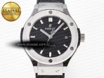Hublot Classic Fusion 38mm SS JJF 1:1 Best Edition Black Dial on Black Gummy Leather Strap - Görsel 4