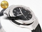 Hublot Classic Fusion 38mm SS JJF 1:1 Best Edition Black Dial on Black Gummy Leather Strap - Görsel 7