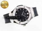 Hublot Classic Fusion 38mm SS JJF 1:1 Best Edition Black Dial on Black Gummy Leather Strap - Görsel 8