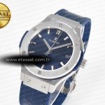 Hublot Classic Fusion 38mm SS JJF 1:1 Best Edition Blue Dial on Blue Gummy Leather Strap