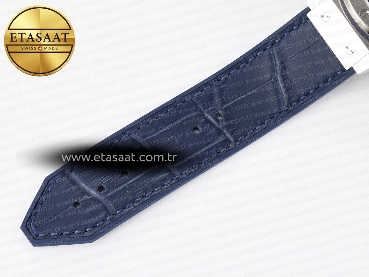 Hublot Classic Fusion 38mm SS JJF 1:1 Best Edition Blue Dial on Blue Gummy Leather Strap - Görsel 21