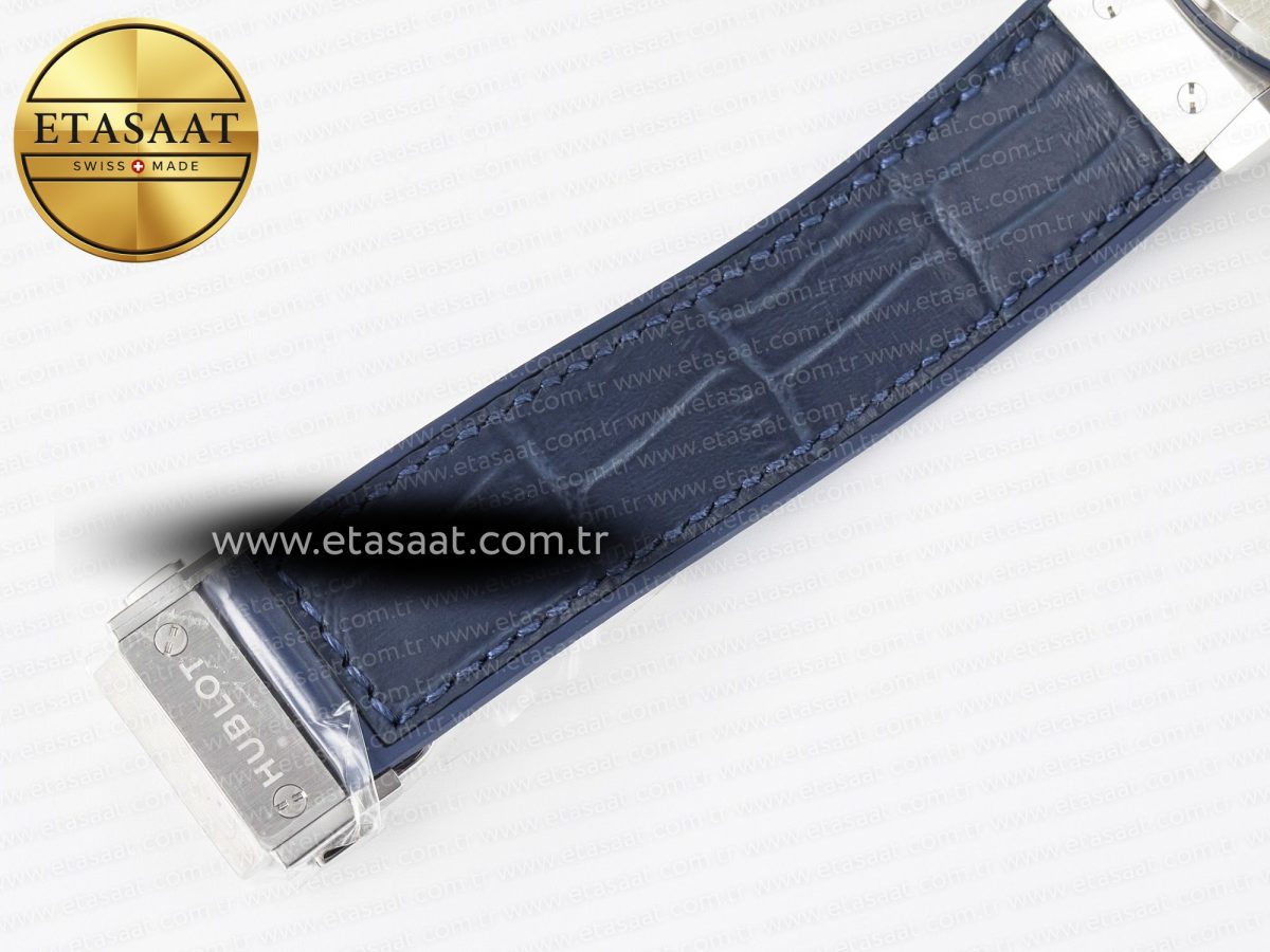 Hublot Classic Fusion 38mm SS JJF 1:1 Best Edition Blue Dial on Blue Gummy Leather Strap - Görsel 22