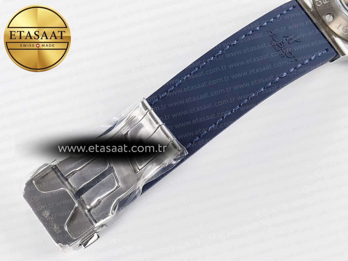 Hublot Classic Fusion 38mm SS JJF 1:1 Best Edition Blue Dial on Blue Gummy Leather Strap - Görsel 23
