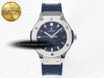 Hublot Classic Fusion 38mm SS JJF 1:1 Best Edition Blue Dial on Blue Gummy Leather Strap - Görsel 3