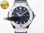 Hublot Classic Fusion 38mm SS JJF 1:1 Best Edition Blue Dial on Blue Gummy Leather Strap - Görsel 4