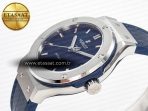 Hublot Classic Fusion 38mm SS JJF 1:1 Best Edition Blue Dial on Blue Gummy Leather Strap - Görsel 6