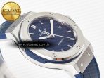 Hublot Classic Fusion 38mm SS JJF 1:1 Best Edition Blue Dial on Blue Gummy Leather Strap - Görsel 7