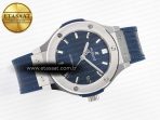 Hublot Classic Fusion 38mm SS JJF 1:1 Best Edition Blue Dial on Blue Gummy Leather Strap - Görsel 8