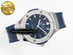 Hublot Classic Fusion 38mm SS JJF 1:1 Best Edition Blue Dial on Blue Gummy Leather Strap - Görsel 8