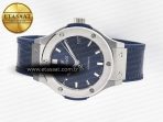Hublot Classic Fusion 38mm SS JJF 1:1 Best Edition Blue Dial on Blue Gummy Leather Strap - Görsel 9