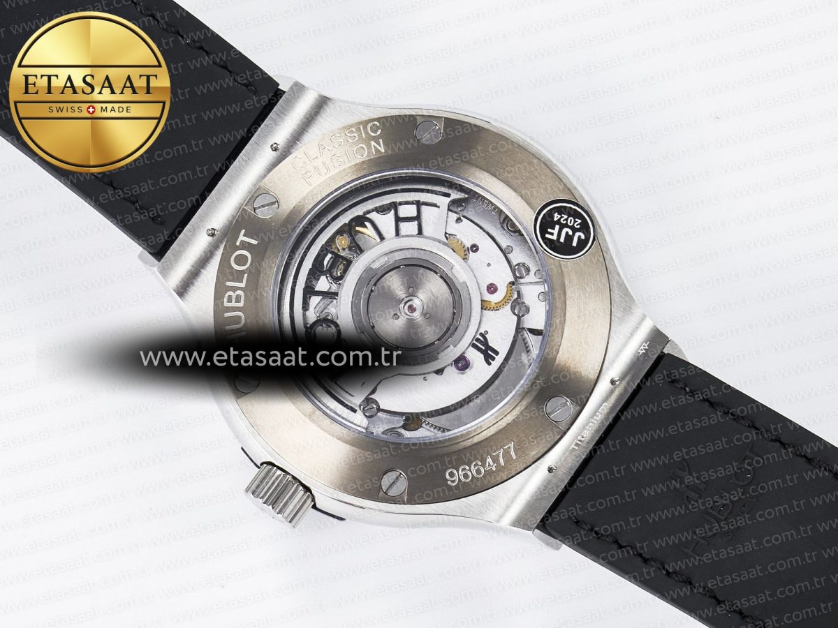 Hublot Classic Fusion 38mm SS JJF 1:1 Best Edition Gray Dial on Black Gummy Leather Strap - Görsel 17
