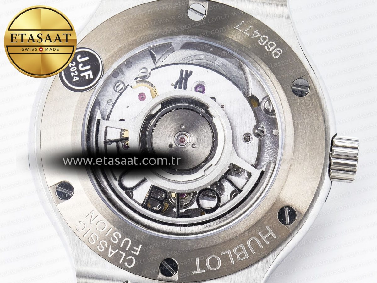 Hublot Classic Fusion 38mm SS JJF 1:1 Best Edition Gray Dial on Black Gummy Leather Strap - Görsel 18