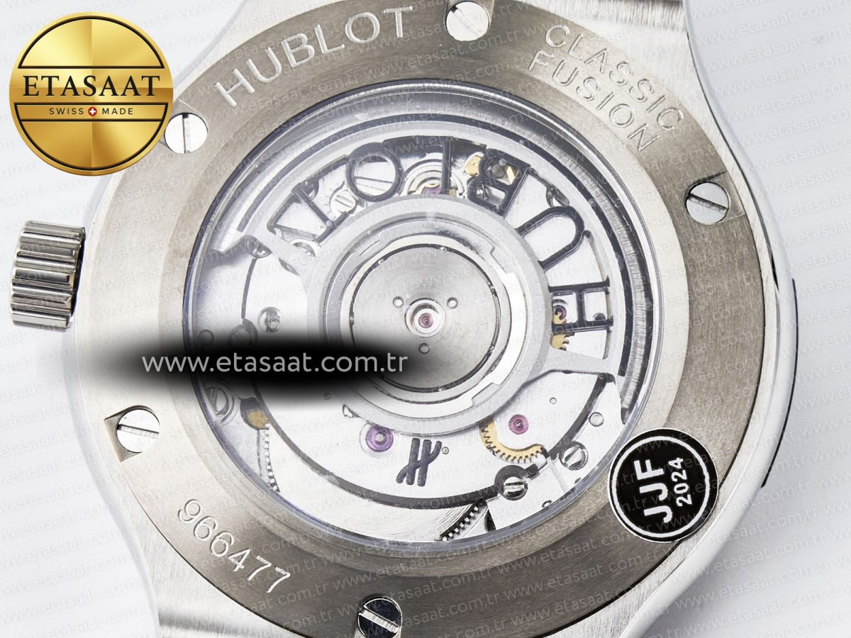 Hublot Classic Fusion 38mm SS JJF 1:1 Best Edition Gray Dial on Black Gummy Leather Strap - Görsel 19