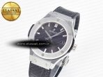 Hublot Classic Fusion 38mm SS JJF 1:1 Best Edition Gray Dial on Black Gummy Leather Strap - Görsel 2