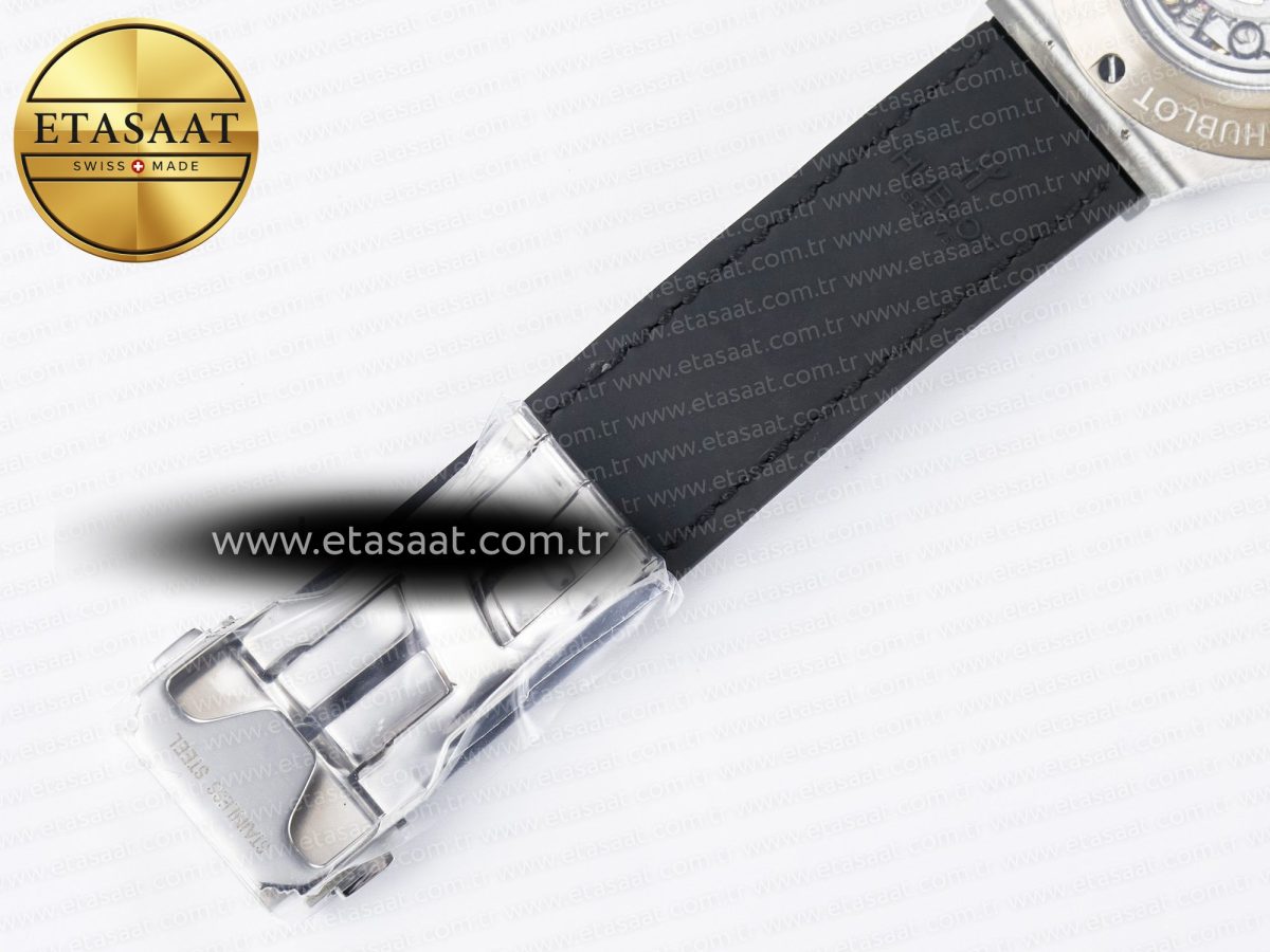 Hublot Classic Fusion 38mm SS JJF 1:1 Best Edition Gray Dial on Black Gummy Leather Strap - Görsel 23