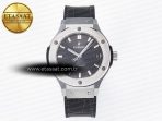 Hublot Classic Fusion 38mm SS JJF 1:1 Best Edition Gray Dial on Black Gummy Leather Strap - Görsel 3