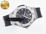 Hublot Classic Fusion 38mm SS JJF 1:1 Best Edition Gray Dial on Black Gummy Leather Strap - Görsel 8